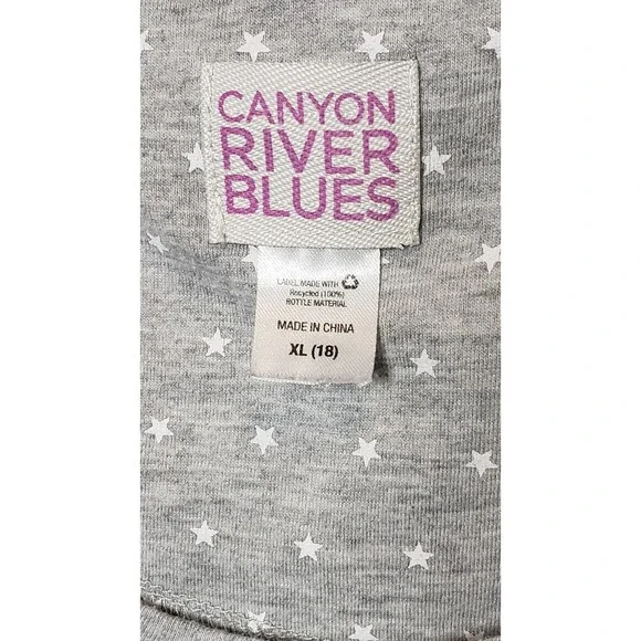 Girls Gray Canyon River Blues Sequins Star Tie Front T Shirt Top Kids XL 18 - Picture 6 of 9